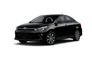 Kia Rio Sedan 2023 black front three quarter view