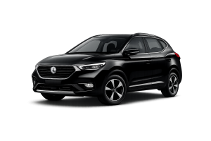 MG ZS 2025 black SUV – front three-quarter view