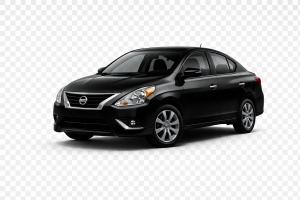 Nissan Sunny 2019 black sedan front three quarter view